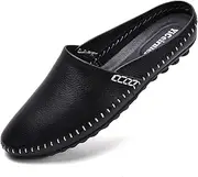 [YiCeirnier] Mens Mules Clog Slippers Breathable Punching Genuine Leather Slip on Casual Backless Loafer Shoes
