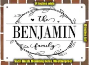 Benjamin Family Decorative Metal Door or Wall Plaque (Style 1)