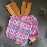 2 Handmade Potholders Cotton Woven Loom Hot Pads Oven Mitt Trivet Quality Loops