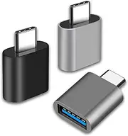 HENRETY USB C to USB Adapter USB C Male to USB Female Adapter(Pack of 3) Compatible with MacBook Air 2020/MacBook 12 inch/iPad Pro 2020 and More, Black, Grey, Silver(Not for Tesla)