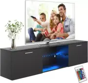 TV Unit Cabinet, 160cm TV Stand Wooden Cabinet Entertainment Unit with LED Light