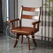 Swivel Dining Chair, Solid Wood Armchair 360° Swivel Vanity Chair Side Chair for Living Room/Bedroom/Home Office/Makeup Ergonomic Computer Chair,A