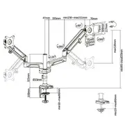 Brateck Dual Monitors Pole-Mounted Epic Gas Spring Aluminum Monitor Arm