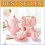 22-Piece Luxury British Style Tea Set with Gold Trim - Perfect Gift for Elegance