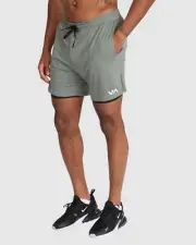 RVCA Men's Elastic Waist Training Shorts SPORT VENT - Agave Green - Medium - NWT