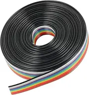 risingsaplings 9.8FT 3M 10 Wire Flat Ribbon Rainbow Cable 1.27mm Pitch for 2.54mm IDC Connector
