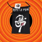 Pepe Le Pew Custom Hand painted canvas cross body bag with twisted rope strap