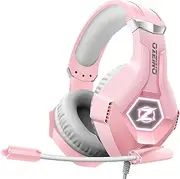 Ozeino Gaming Headset with Microphone 3D Surround Sound Headset with Noise Cancelling RGB Lights Pink