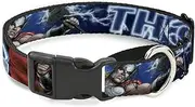 Dog Collar Martingale Avengers Thor Hammer Action Pose Galaxy Blues White 9 to 15 Inches 1.0 Inch Wide