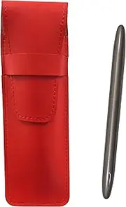 2 Pack Slim Cow Leather Pen Case Red Brass Dacapo Streamline Ballpoint Pen Set Gray Axis T23-ASR-TK12-H-2