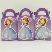 6x Sofia The First Lolly Loot Bag Box. Bunting Cake Cupcake Banner Balloon