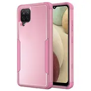 For Samsung Galaxy A12 3in1 Case Drop Resistant Defender Tradies Hybrid Armor Heavy Duty Rugged Shockproof Tough Cover (Rose Gold)