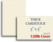 Thick & Heavy Cardstock - 120lb Cover - 3" x 5" Natural Cream - 325gsm 15pt Thick Paper - Index, Flash & Post Card Stock (40 Pack)