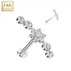 Piercing Labret Ear White Gold 14 Gold Flower and Zircons