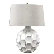 Sculpted Gloss White Modern Globe Table Lamp | Sphere Round