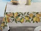 Benson Mills Bright Lemons Border Cloth Tablecloth 70” Round Indoor / Outdoor