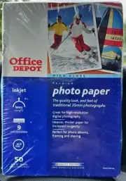 NEW Office Depot Photo Paper High Gloss for InkJet Printers Size 4"X6" 50 Sheets