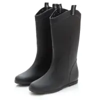 在飛比找momo購物網優惠-【Love Girl】雨天必備素雅輕量霧面雨靴(黑色)