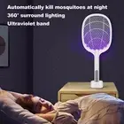 USB Rechargeable Electric Fly Swatter 1200mAh Bug Zapper Indoor Outdoor Use