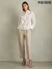 Reiss White Enid Cotton Embroidered Shirt (E08135) | $380