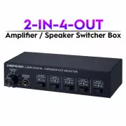 2-IN-4-OUT Amplifier / Speaker Splitter Stereo Audio Switcher Box Selector + Amp