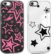 RUMDEY 2 Pack Cute Stars Phone Case for Apple iPhone 7/8 / SE 2020 / SE 2022 4.7 inches, Soft Slim Fashion Protective Phone Cover for Women Girly, Shockproof TPU Bumper Cover for iPhone 7