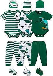 [YWFSHOP] Newborn Baby Boys Clothes Outfits Funny Pattern Romper Pants Set Infant Unisex Baby Clothing 12Pcs
