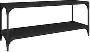[vidaXL] Black TV Cabinet - Industrial Style TV Stand with Durable Engineered Wood & Steel Frame, Ample 2-Shelf Storage Space - 100x33x41 cm
