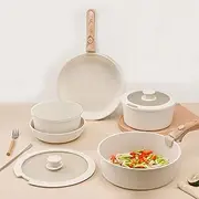[Frafuo] 9PCS Detachable Handle Pots and Pans-Aluminum Nonstick Cookware Set with 2 Tempered Glass Lids-Oven & Induction Safe, Space Saving for Small Kitchens & Caravans
