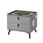 Smart Bedside Table Grey Wireless Charging USB Bluetooth Speaker Storage 01-GY