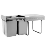 2 x 20L Pull Out Bin - Grey Rubbish Bin Kitchen Tidy