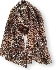 [Whilsa] Women Large Leopard Animal Print Lightweight Soft-touch Rectangle Everyday Scarf 90x180cm