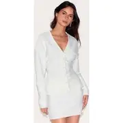 Cream Knitted Tailored Hook And Eye Cardigan, Cream