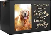 DGDCDV Pet Memorial Urns for Dog or Cat Ashes, XLarge Wooden Funeral Cremation with Photo Frame, Keepsake Memory Box Black Flannel as Lining, Loss Remembrance Gift