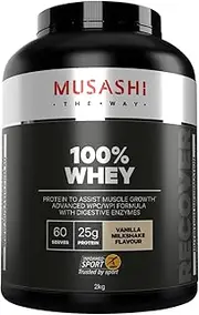 Musashi 100% Whey Protein Powder Vanilla Flavour - 2kg