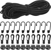 3/16"Bungee Shock Cords with Hooks,65 Feet Elastic Nylon Cords Kayak Stretch