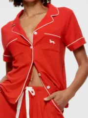 BNWT Peter Alexander Bamboo Red SHORT PJ Set Size XL Ladies