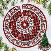 35''Christmas Tree Skirt，GeeRic Christmas Tree Mat Xmas Party Decorative Tree Skirt Santa Claus Snowflake Mistletoe Christmas Tree Skirt for Shop/Home/Office/in/Outdoor Holiday New Year Party
