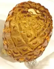 Vintage Rare Fenton Hobnail Gold Egg Shaped 3 Footed Candle Holder