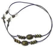 Reading eye glasses spectacle chain holder lanyard Bronzed Beaded brown cord