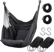 Hammock Chair Hanging Rope Seat for Indoor Outdoor, Sturdy Cotton Weave Ha