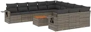 vidaxl - Garden Sofa set/12 Piece Modular Outdoor Furniture - Grey Poly Rattan with Cushions/Storage/Side Table