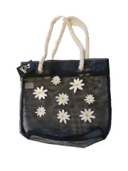 Shoulder Bag, Target, Daisy, Black, Woven Plastic, Mesh, Rope NWT
