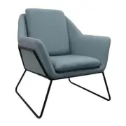Rapidline Visitors Chair Chrome Sled Base Black Fabric Seat Light Blue Cardinal