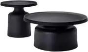 Set of 2 Modern Round Nest Coffee Tables, Universal Sofa Side Table for Living Room, Bedroom, Office, Balcony, Patio (C)