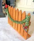 Accessory Wood Picket Fence with Christmas Garland for Annalee or Byers' Choice