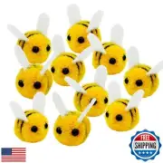 Suartus Mini Wool Felt Bee - 50Pcs for Crafts, Cute Plush Honey Bee Pom for D