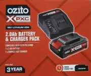 Ozito PXC 18V 2Ah Battery & Compact Fast Charger Pack Combo Kit