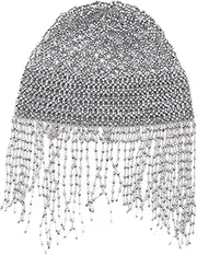 [yuksok] Rhinestone Headpiece Cap Tassel Cap Head Chain Head Chain Jewelry Hair Accessories Long Tassel Headpiece for Wedding