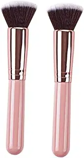 [BATHVEVE] Create Makeup Foundation Brush 2pcs Portable Makeup Tools Rose Gold Handle for Travel